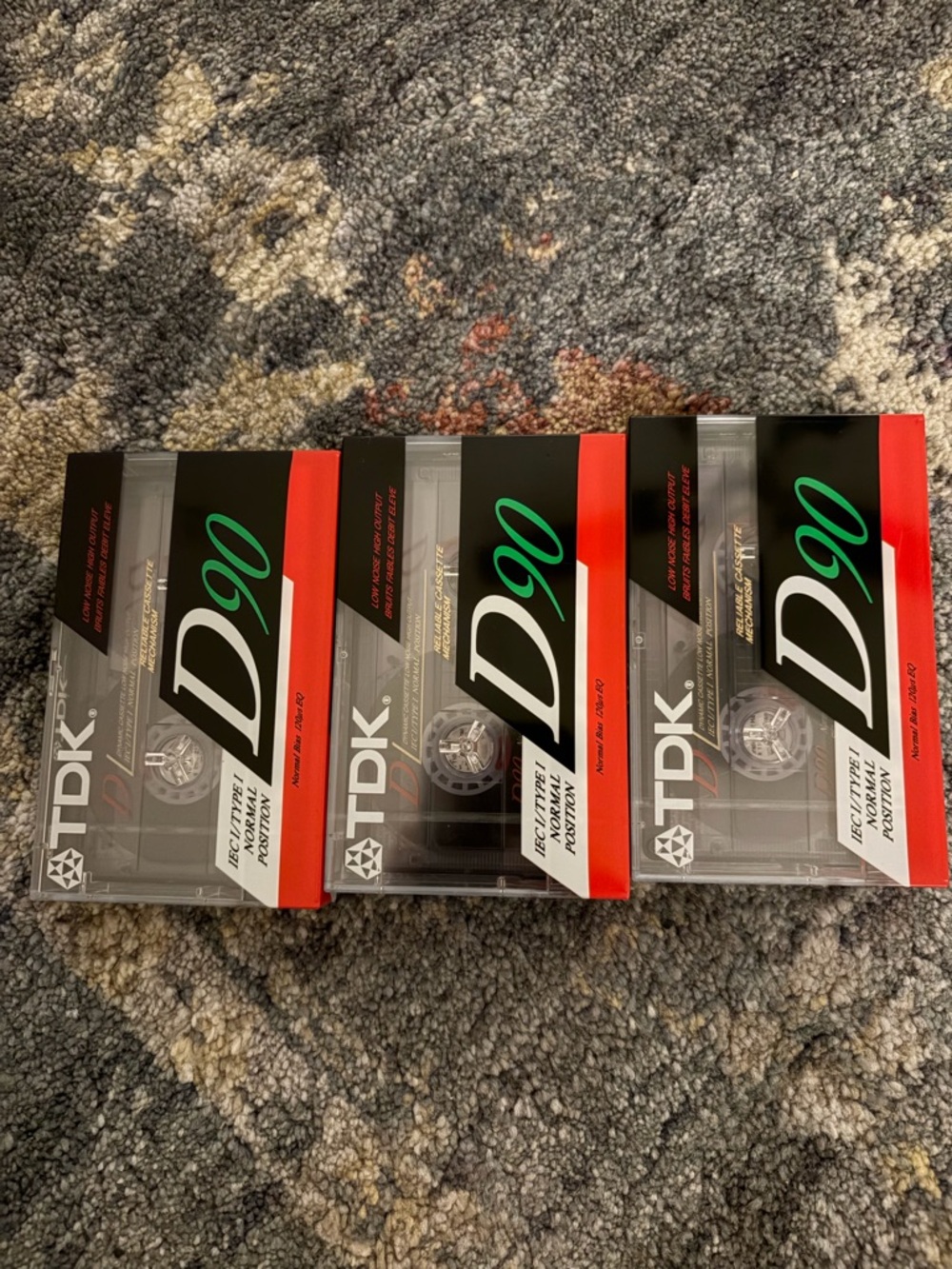 TDK D90 Blank Cassette Tapes - Black/Red/Green (3-Pack)